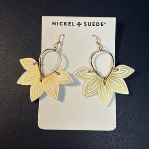 Nickel & Suede White Floras Earrings